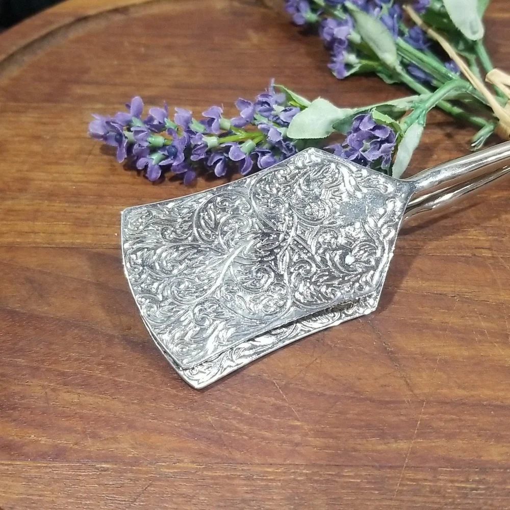 Vintage  EP Zinc Silver Plated Pastry Tongs